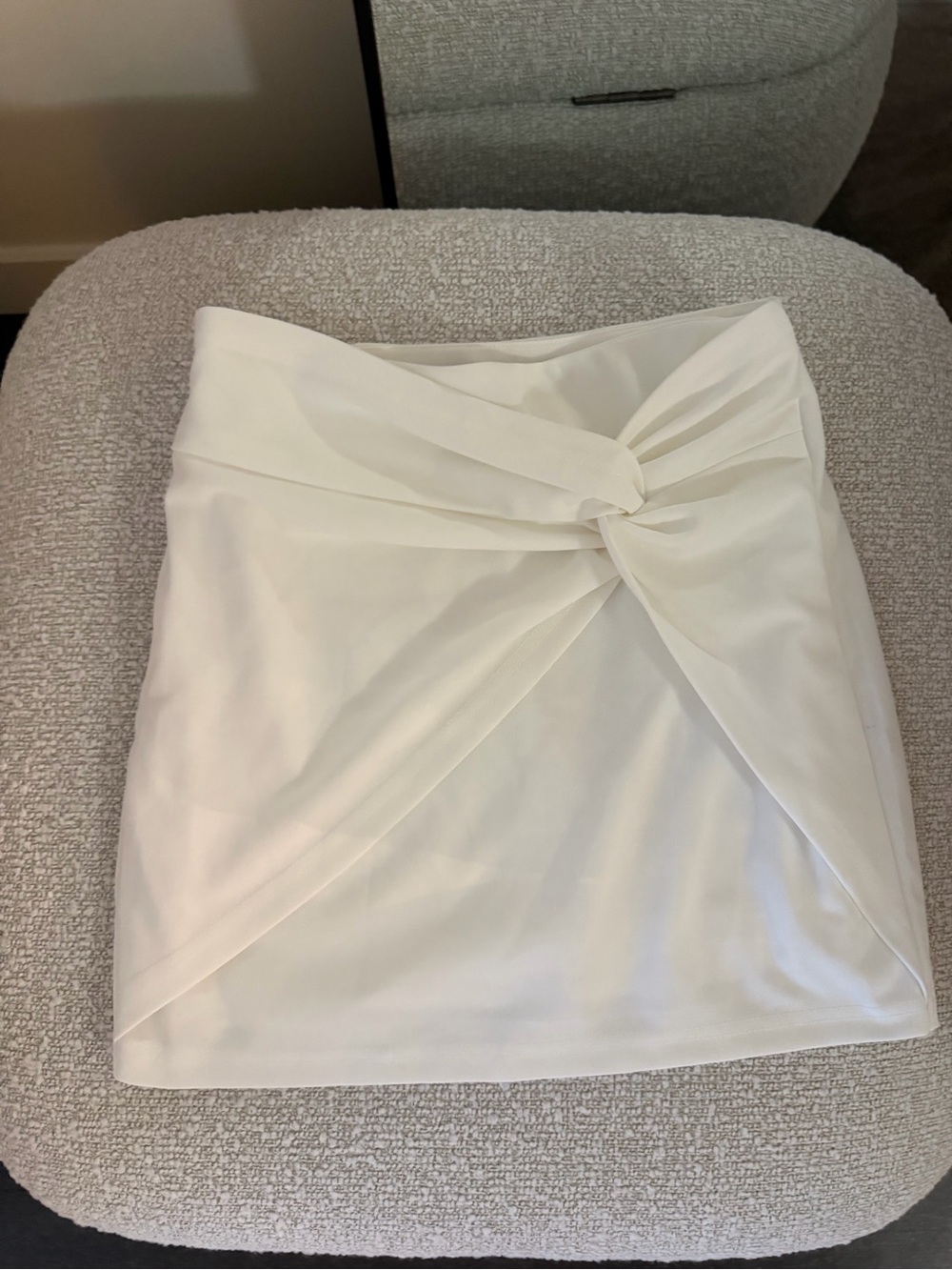 SHEIN Ivory Twist-Front Mini Skirt